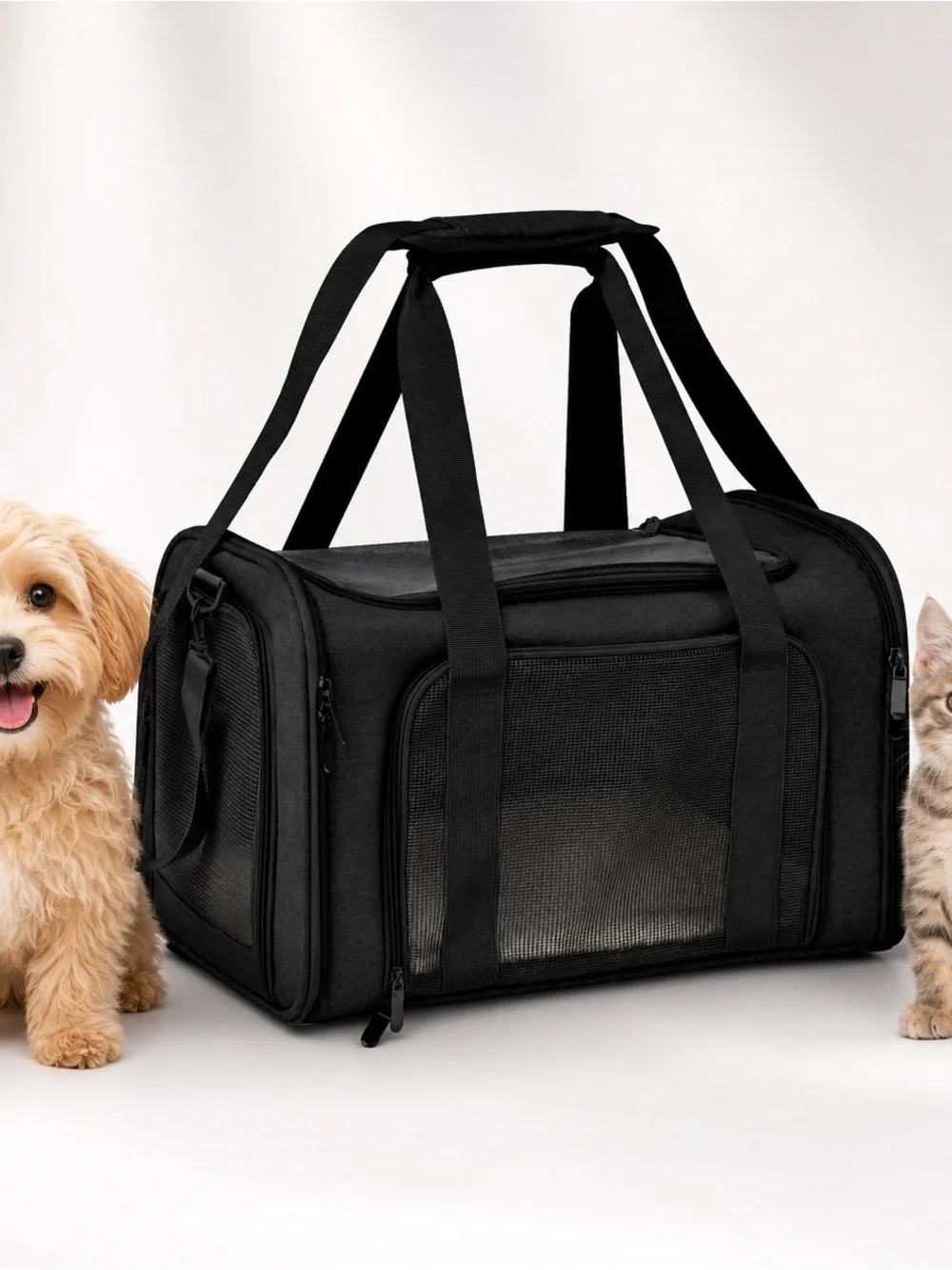 Airline-Approved Black Pet Carrier for Medium Pets